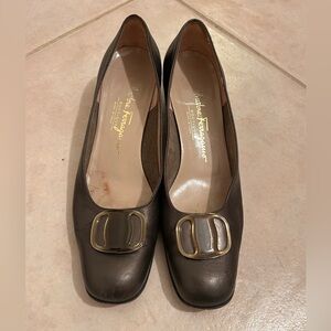 Salvatore Ferragamo Women's Dark Brown Heels with Buckle